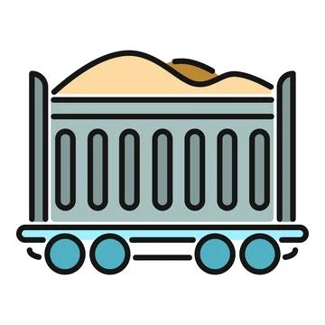 Cargo train wagon carrying bulk materials icon 스톡 일러스트