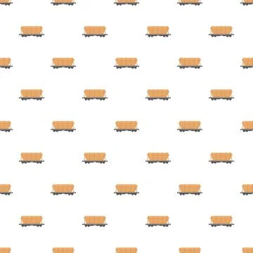 Cargo train wagon flat car seamless pattern Stock Illustration
