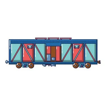 Cargo train wagon icon, cartoon style Stock Illustration