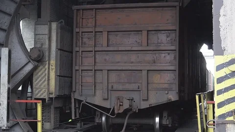 Cargo trains in old train depot eaten by the rust Video stock 83799525