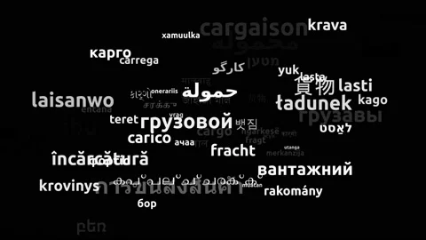 Cargo Translated in 67 Worldwide Languages Endless Looping 3d Zooming Wordclo Stock-Footage 145209233