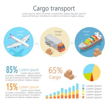 Cargo Transport Isometric Infographics Elements Illustrazione stock