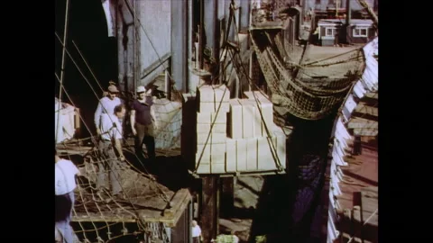 Cargo Transportation And Loading Onto Ship And Airplane Stock Footage 155455206