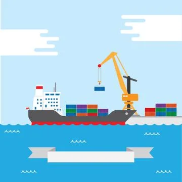 Cargo transportation ship Illustrazione stock