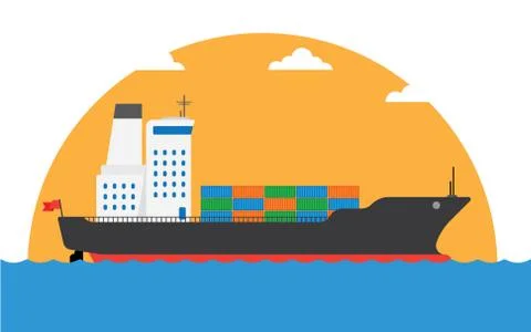 Cargo transportation ship Stock Illustration