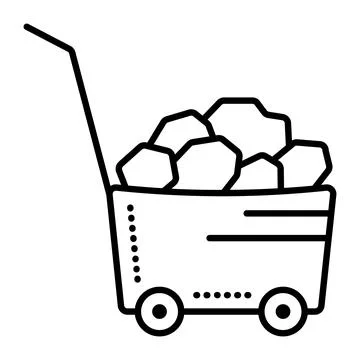 Cargo trolley black line icon Stock Illustration