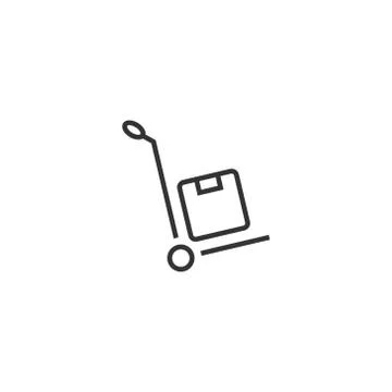 Cargo trolley icon in flat style. Delivery box vector illustration on white i 스톡 일러스트