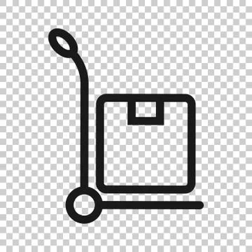 Cargo trolley icon in flat style. Delivery box vector illustration on white i Stock Illustration
