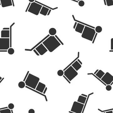 Cargo trolley icon in flat style. Delivery box vector illustration on white i Illustrazione stock