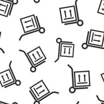 Cargo trolley icon in flat style. Delivery box vector illustration on white i イラスト素材