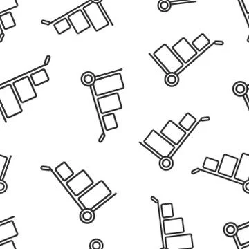 Cargo trolley icon in flat style. Delivery box vector illustration on white i イラスト素材