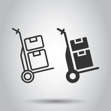 Cargo trolley icon in flat style. Delivery box vector illustration on white i Stock Illustration