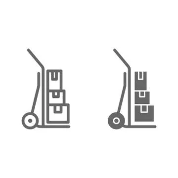 Cargo trolley line and solid icon, delivery symbol, Hand truck vector sign on イラスト素材