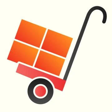 Cargo trolley line icon. Package delivering cart with handle. Postal service Illustration