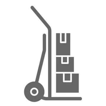 Cargo trolley solid icon, delivery symbol, Hand truck vector sign on white Stock Illustration