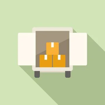 Cargo truck icon flat vector. Parcel delivery Illustration