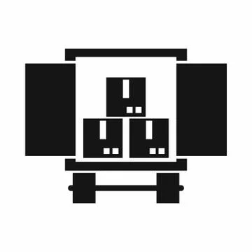 Cargo truck with load icon, simple style Illustrazione stock