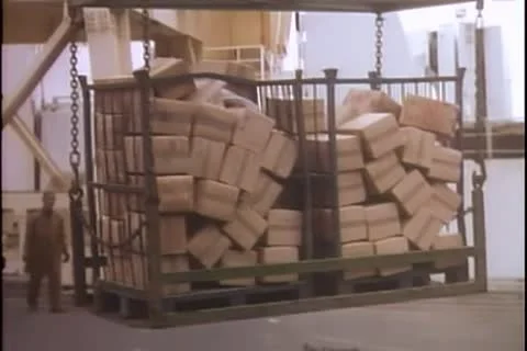 Cargo unloaded in Middle Eastern port Stock Footage 11350327