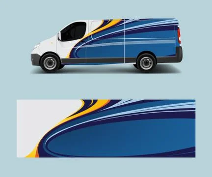 Cargo van decal with green wave shapes , truck and car wrap vector, Graphic a Illustrazione stock
