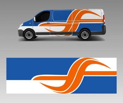 Cargo van decal with green wave shapes , truck and car wrap vector, Graphic a Stock Illustration