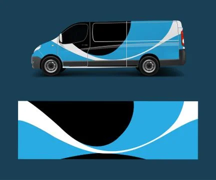 Cargo van decal with green wave shapes , truck and car wrap vector, Graphic a Stock Illustration
