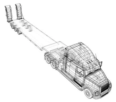 Cargo vehicle. Wire-frame. EPS10 format. Vector created of 3d. Illustrazione stock