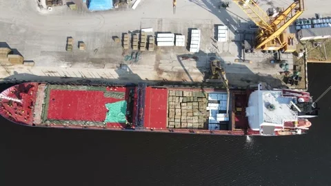 Cargo vessel aerial view Stock Footage 159219926