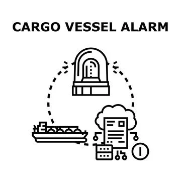Cargo vessel alarm system global maritime logistics Illustrazione stock
