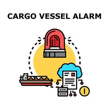 Cargo vessel alarm system global maritime logistics Illustrazione stock