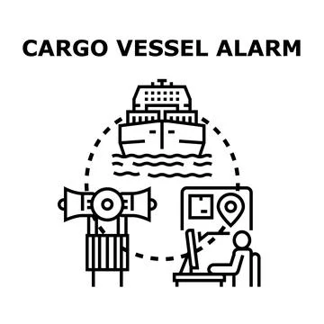 Cargo vessel alarm system global shipping monitoring 库存插图