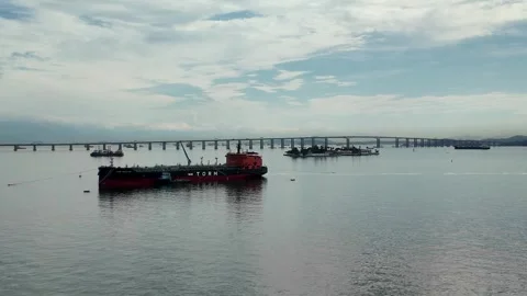 Cargo Vessel Cutting Through Ocean Waves Stock Footage 297483955