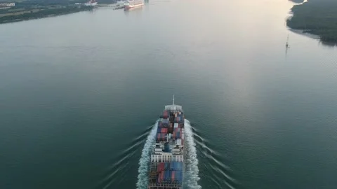 Cargo Vessel Depart Stock Footage 136506277