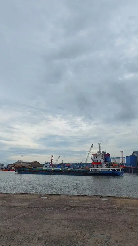 CARGO VESSEL GET IN THE PORT Video stock 227843921