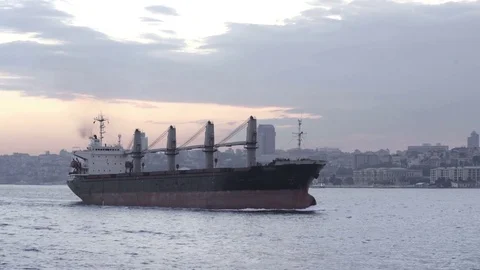Cargo Vessel Passing Bosphorus Stock Footage 78388052
