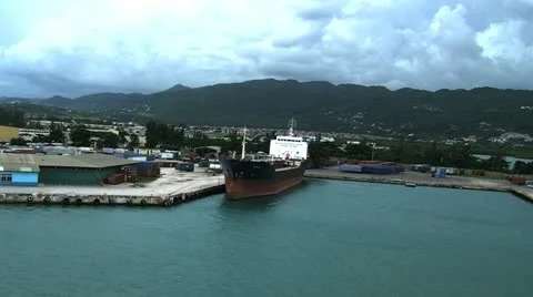 Cargo vessel in Port Stock Footage 12392982