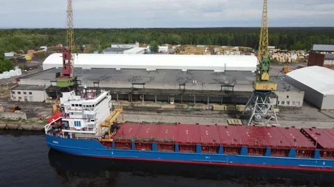Cargo vessel in port Stock Footage 159281031