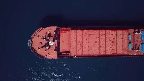 Cargo vessel prior to pickup global shipments merchandise - Aerial view Video stock 83355936