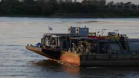 Cargo vessel sailing in river Stock-Footage 89006745