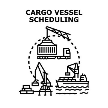 Cargo vessel scheduling and global logistic operations Stock Illustration