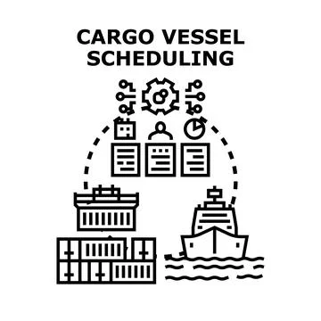 Cargo vessel scheduling process planning and logistics concept Stock Illustration