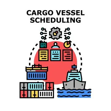 Cargo vessel scheduling process planning and logistics concept Stock Illustration