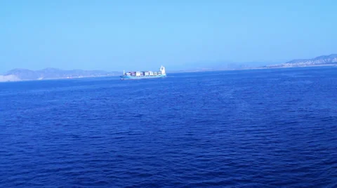 Cargo vessel in the sea Видео 27848599