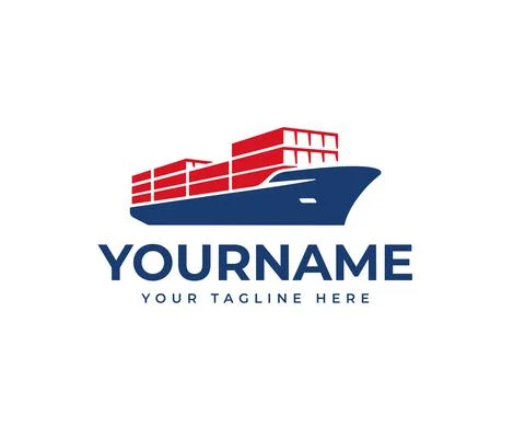 Cargo vessel ship logo design. Container ship vector design Illustrazione stock