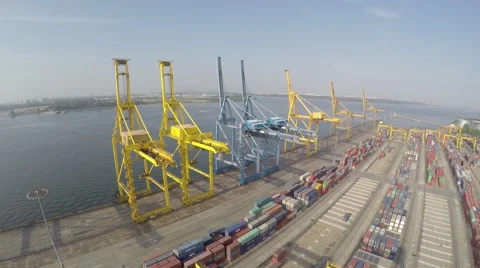 Cargo Volume At The Port Video stock 64272313