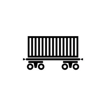 Cargo Wagon, Rail Car Flat Vector Icon Stock Illustration