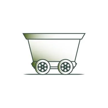 Cargo wagon on the rails vector illustration isolated on white background. Ilustração Stock