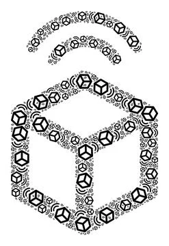 Cargo Wifi Tracking Recursive Icon Collage of Self Items イラスト素材