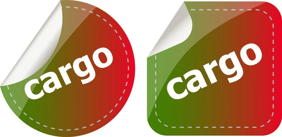 Cargo word stickers set, web icon button Stock Illustration
