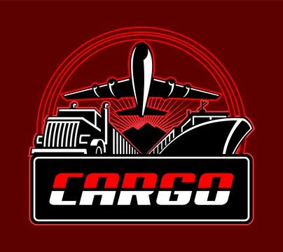 Cargo writing with airplane background Stock Illustration