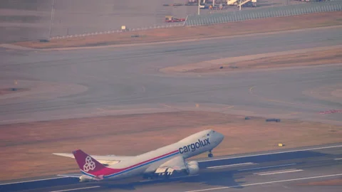 Cargolux Boeing 747 take off Stock Footage 150219375